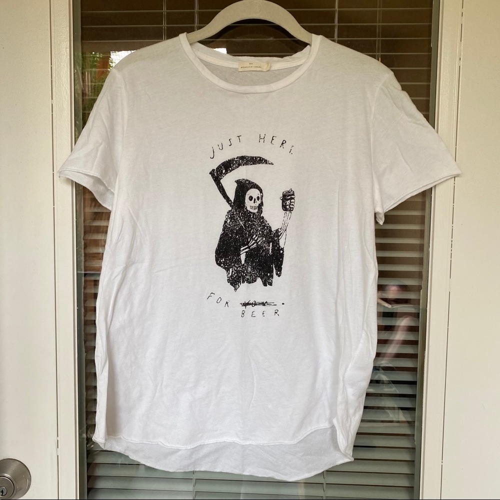 ‘Just here for beer’ t-shirt